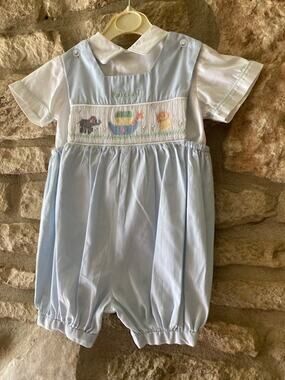 Vintage House of Hatten Baby Blue "Noah's Ark" Romper - 24 Months